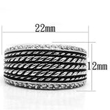 3W065 - Rhodium Brass Ring with AAA Grade CZ  in Clear - Alamode