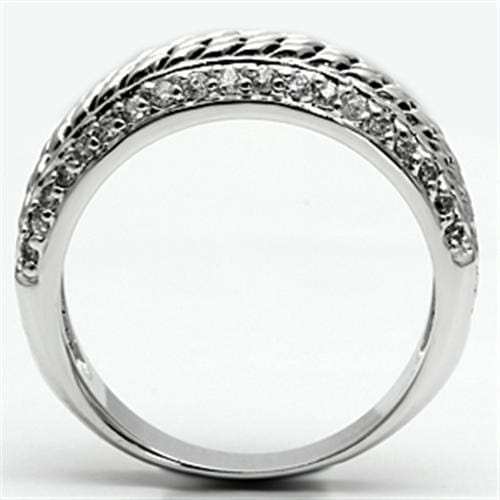 3W065 - Rhodium Brass Ring with AAA Grade CZ in Clear - Alamode - Flyclothing LLC