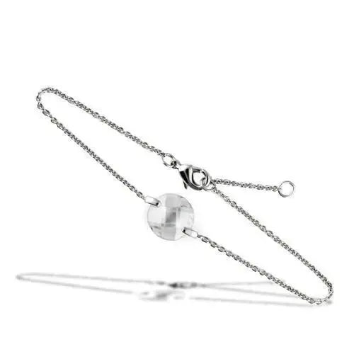 3W066 - Rhodium Brass Bracelet with AAA Grade CZ in Clear - Alamode - Flyclothing LLC