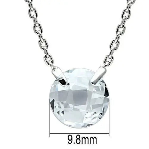 3W074 - Rhodium Brass Necklace with AAA Grade CZ in Clear - Alamode - Flyclothing LLC