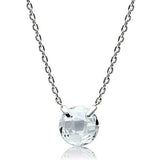 3W074 - Rhodium Brass Necklace with AAA Grade CZ  in Clear - Alamode