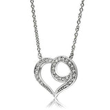3W075 - Rhodium Brass Necklace with AAA Grade CZ  in Clear - Alamode