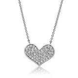 3W076 - Rhodium Brass Necklace with AAA Grade CZ in Clear - Alamode - Flyclothing LLC
