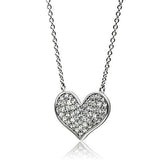 3W076 - Rhodium Brass Necklace with AAA Grade CZ  in Clear - Alamode