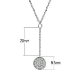 3W077 - Rhodium Brass Necklace with AAA Grade CZ  in Clear - Alamode