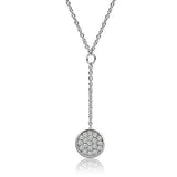 3W077 - Rhodium Brass Necklace with AAA Grade CZ  in Clear - Alamode