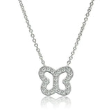 3W078 - Rhodium Brass Necklace with AAA Grade CZ in Clear - Alamode - Flyclothing LLC