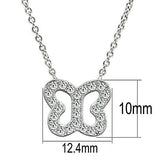 3W078 - Rhodium Brass Necklace with AAA Grade CZ  in Clear - Alamode