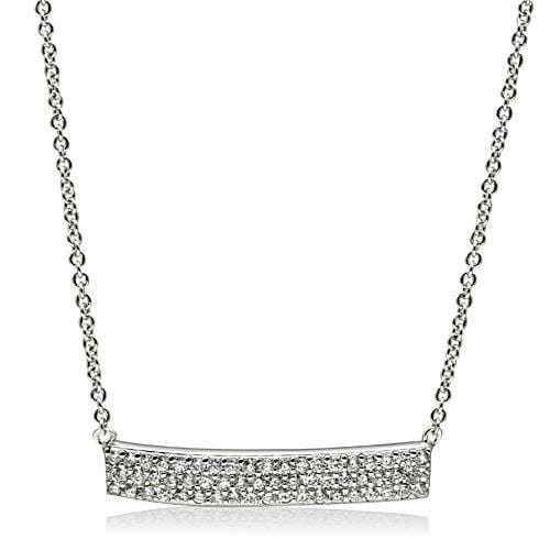 3W079 - Rhodium Brass Necklace with AAA Grade CZ  in Clear - Alamode