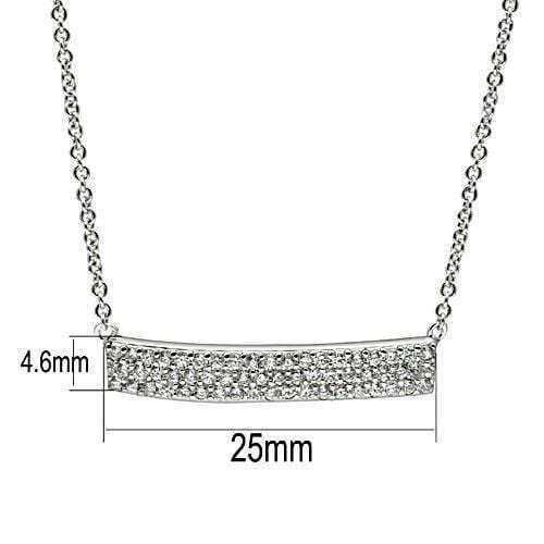 3W079 - Rhodium Brass Necklace with AAA Grade CZ in Clear - Alamode - Flyclothing LLC