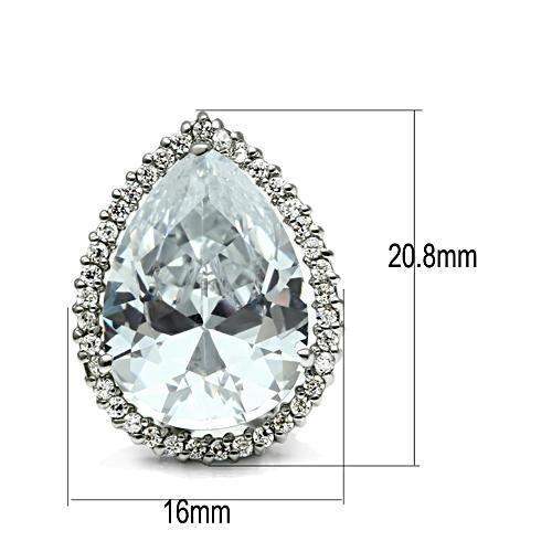 3W080 - Rhodium Brass Earrings with AAA Grade CZ in Clear - Alamode - Flyclothing LLC
