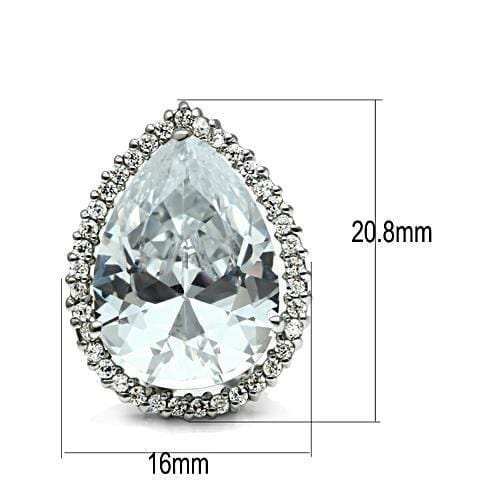 3W080 - Rhodium Brass Earrings with AAA Grade CZ in Clear - Alamode - Flyclothing LLC