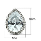 3W080 - Rhodium Brass Earrings with AAA Grade CZ  in Clear - Alamode