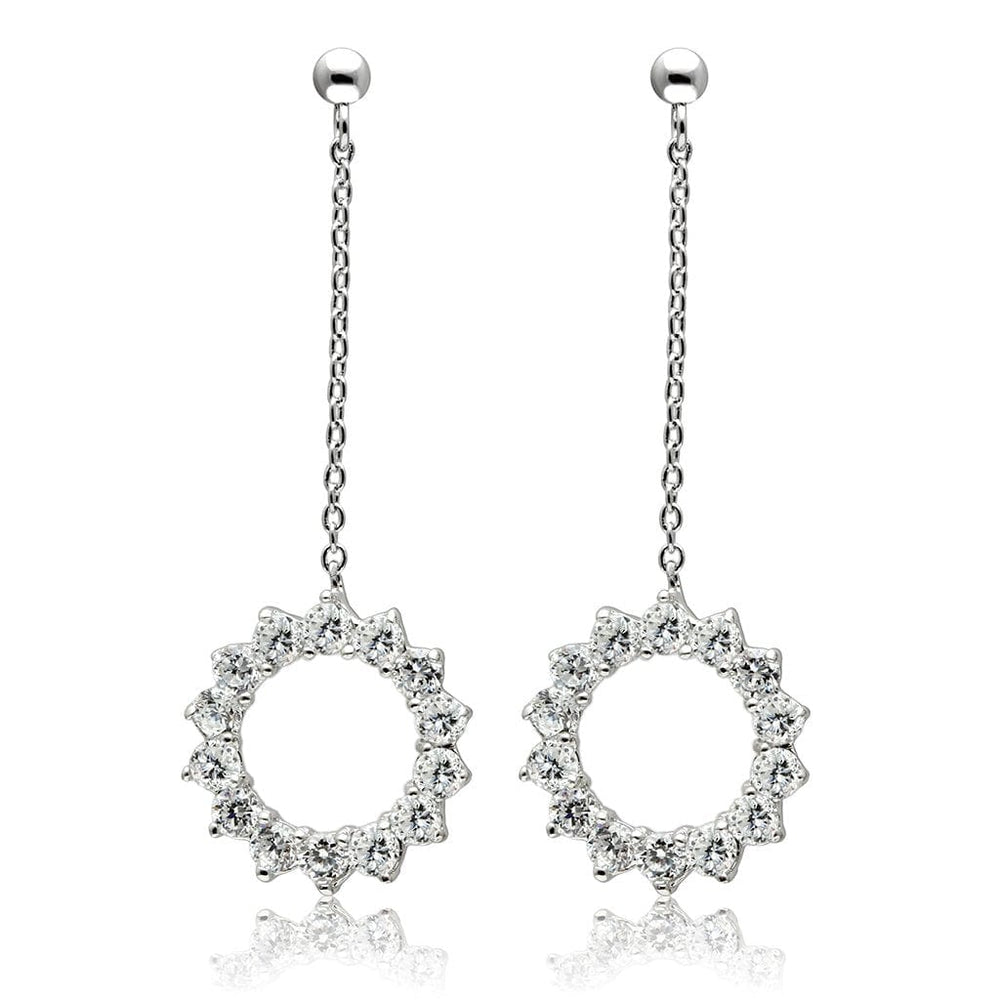 3W081 - Rhodium Brass Earrings with AAA Grade CZ  in Clear - Alamode