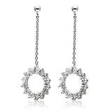 3W081 - Rhodium Brass Earrings with AAA Grade CZ in Clear - Alamode - Flyclothing LLC