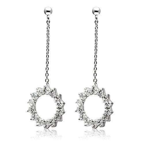 3W081 - Rhodium Brass Earrings with AAA Grade CZ in Clear - Alamode - Flyclothing LLC