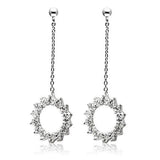 3W081 - Rhodium Brass Earrings with AAA Grade CZ  in Clear - Alamode