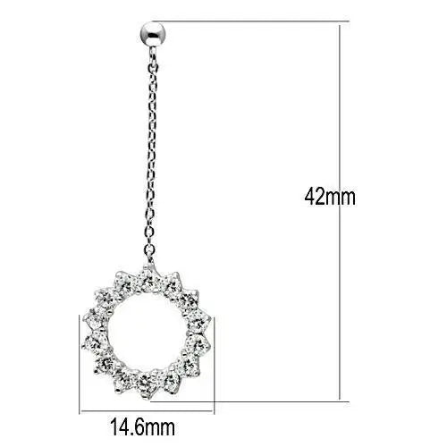 3W081 - Rhodium Brass Earrings with AAA Grade CZ in Clear - Alamode - Flyclothing LLC