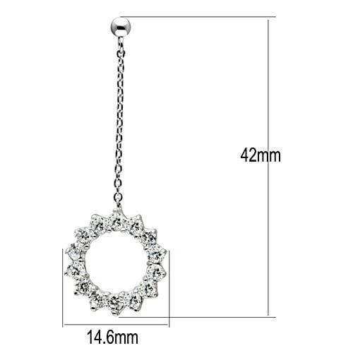 3W081 - Rhodium Brass Earrings with AAA Grade CZ in Clear - Alamode - Flyclothing LLC