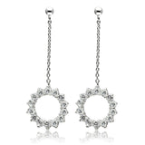 3W081 - Rhodium Brass Earrings with AAA Grade CZ  in Clear - Alamode
