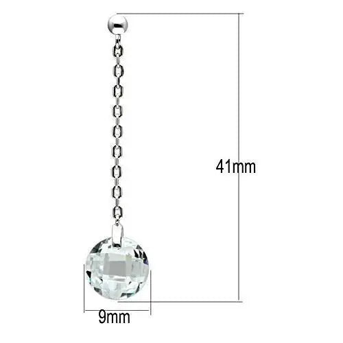 3W082 - Rhodium Brass Earrings with AAA Grade CZ in Clear - Alamode - Flyclothing LLC