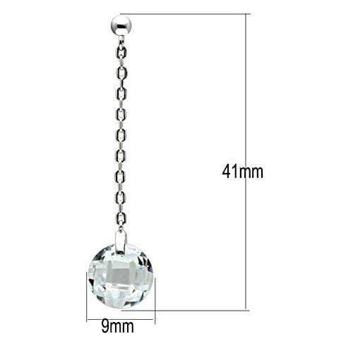 3W082 - Rhodium Brass Earrings with AAA Grade CZ in Clear - Alamode - Flyclothing LLC