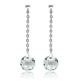 3W082 - Rhodium Brass Earrings with AAA Grade CZ  in Clear