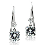 TK3W085 - Stainless Steel Earrings with AAA Grade CZ in Clear - Alamode - Flyclothing LLC