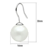 3W087 - Rhodium Brass Earrings with Synthetic Pearl in White - Alamode - Flyclothing LLC