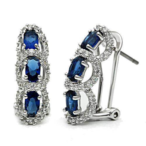 3W089 - Rhodium Brass Earrings with Synthetic Synthetic Glass in Montana - Alamode - Flyclothing LLC