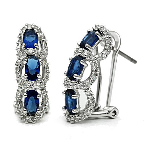 3W089 - Rhodium Brass Earrings with Synthetic Synthetic Glass in Montana - Alamode