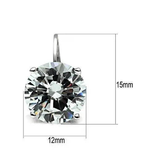 3W090 - Rhodium Brass Earrings with AAA Grade CZ in Clear - Alamode - Flyclothing LLC