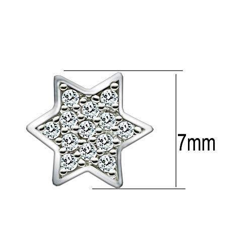 3W092 - Rhodium Brass Earrings with AAA Grade CZ in Clear - Alamode - Flyclothing LLC