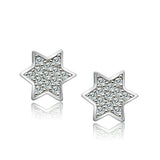 3W092 - Rhodium Brass Earrings with AAA Grade CZ  in Clear - Alamode