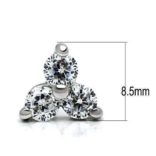 3W097 - Rhodium Brass Earrings with AAA Grade CZ in Clear - Alamode - Flyclothing LLC