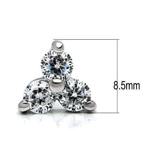 3W097 - Rhodium Brass Earrings with AAA Grade CZ in Clear - Alamode - Flyclothing LLC
