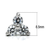 3W097 - Rhodium Brass Earrings with AAA Grade CZ  in Clear - Alamode
