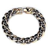 3W1002 - IP Rose Gold(Ion Plating) Stainless Steel Bracelet with Ceramic  in Jet - Alamode