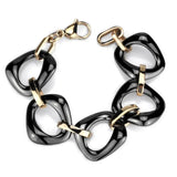 3W1011 - IP Rose Gold(Ion Plating) Stainless Steel Bracelet with Ceramic in Jet - Alamode - Flyclothing LLC