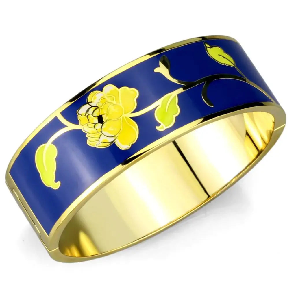 3W1018 - Gold White Metal Bangle with Epoxy in Capri Blue - Alamode - Flyclothing LLC