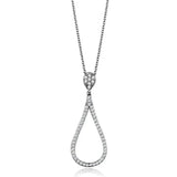 3W1019 - Rhodium Brass Chain Pendant with AAA Grade CZ  in Clear - Alamode