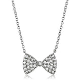 3W1021 - Rhodium Brass Chain Pendant with AAA Grade CZ  in Clear - Alamode