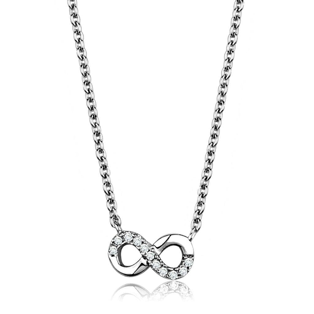3W1022 - Rhodium Brass Chain Pendant with AAA Grade CZ  in Clear - Alamode