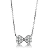 3W1024 - Rhodium Brass Chain Pendant with AAA Grade CZ in Clear - Alamode - Flyclothing LLC