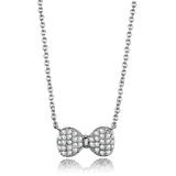 3W1024 - Rhodium Brass Chain Pendant with AAA Grade CZ  in Clear - Alamode