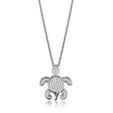3W1025 - Rhodium Brass Chain Pendant with AAA Grade CZ in Clear - Alamode - Flyclothing LLC