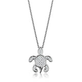 3W1025 - Rhodium Brass Chain Pendant with AAA Grade CZ  in Clear - Alamode