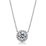 3W1027 - Rhodium Brass Chain Pendant with AAA Grade CZ in Clear - Alamode - Flyclothing LLC