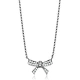 3W1028 - Rhodium Brass Chain Pendant with AAA Grade CZ in Clear - Alamode - Flyclothing LLC