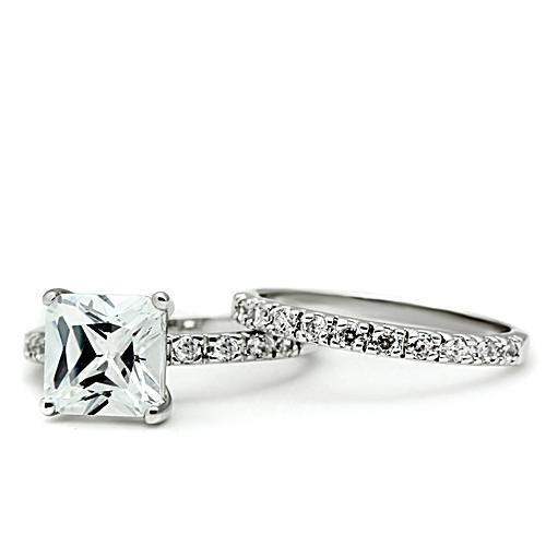 3W102 - Rhodium Brass Ring with AAA Grade CZ in Clear - Alamode - Flyclothing LLC